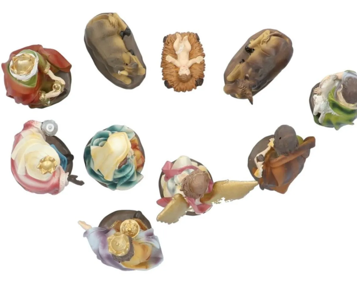 Merkloos Kerststallen>10-Delige Kerst Kribbe Figuren / Kerststal Set Polystone - 8 Tot 20 Cm