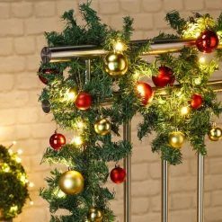 Merkloos Guirlandes>Dennenslinger/Dennen Guirlandes Met Kerstballen En Licht 500 Cm - Binnen / Buiten - Kerstslingers