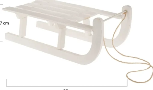 Dijk Natural Collections Kerstbeelden>Dknc - Slee - Hout - 58X27X17 Cm - Wit
