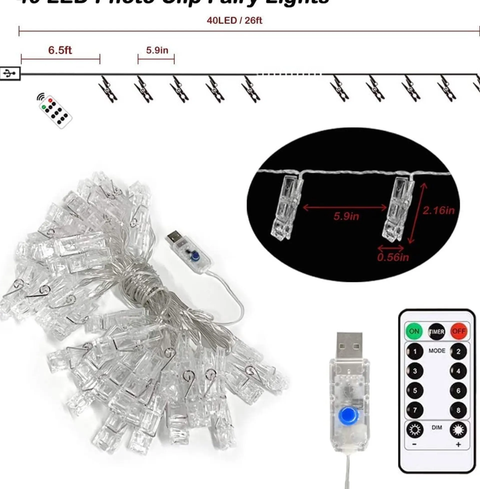 DOWO® - Soothe Lichtsnoer Binnen En Buiten - Lampjes Slinger - Fotoslingers - Lichtslinger - 6 Meter Led - 40 Lampen - Batterij – Sfeerverlichting – Waterdicht Discount