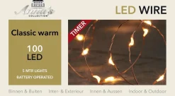 Anna's Collection Draadverlichting Koper Met Timer 100 Klassiek Warm Witte Leds Op Batterijen - Lichtdraad Koperdraad Met 100 Leds Outlet
