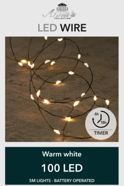 Anna's Collection Draadverlichting Lichtsnoer Met 100 Lampjes Warm Wit Op Batterij 500 Cm - Lichtdraden/Lichtsnoeren - Kerstverlichting Store