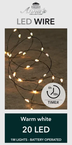 Anna's Collection Draadverlichting Lichtsnoer Met 20 Lampjes Warm Wit Op Batterij 100 Cm - Lichtdraden/Lichtsnoeren - Kerstverlichting Sale
