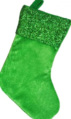 SANDY Kerstsokken>E Kerstsok Van Fluweel Met Glitters 32 Cm - Kerstversiering/Kerstdecoratie Kerstsokken