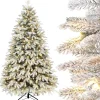 Zilverspar Edelspar Kunstkerstboom Met Sneeuw En Warmwitte Verlichting 210Cm - Kerstboom Met Witte Sneeuw En Led Lampjes - Kunstboom - Brandwerend - Kunstboom - Kerstversiering - Kerstboomverlichting - Kerstboomstandaard - Kerstboom Met Led Discount