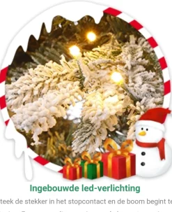 Zilverspar Edelspar Kunstkerstboom Met Sneeuw En Warmwitte Verlichting 210Cm - Kerstboom Met Witte Sneeuw En Led Lampjes - Kunstboom - Brandwerend - Kunstboom - Kerstversiering - Kerstboomverlichting - Kerstboomstandaard - Kerstboom Met Led Discount