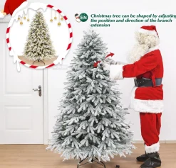 Zilverspar Edelspar Kunstkerstboom Met Sneeuw En Warmwitte Verlichting 210Cm - Kerstboom Met Witte Sneeuw En Led Lampjes - Kunstboom - Brandwerend - Kunstboom - Kerstversiering - Kerstboomverlichting - Kerstboomstandaard - Kerstboom Met Led Discount