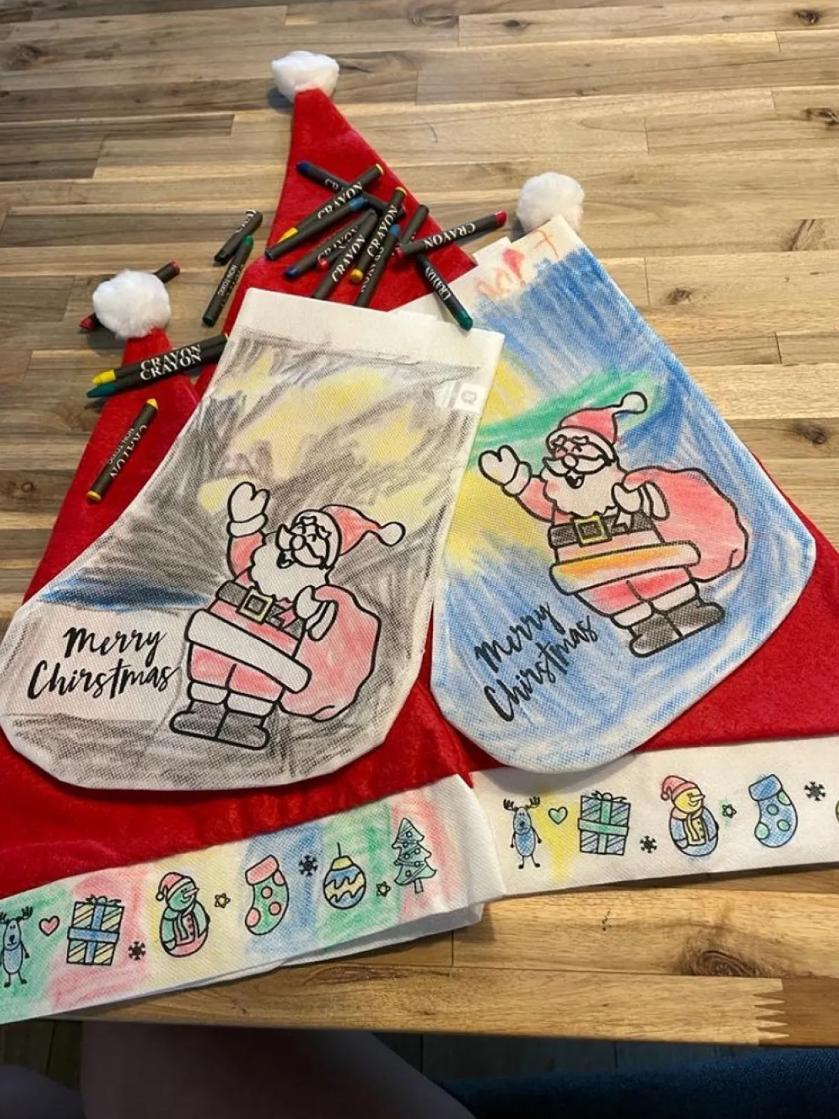 eizook Kerstsokken> - 2 Stuks Kerst Sok - Christmas Stocking - Inkleuren Met Waskrijtjes