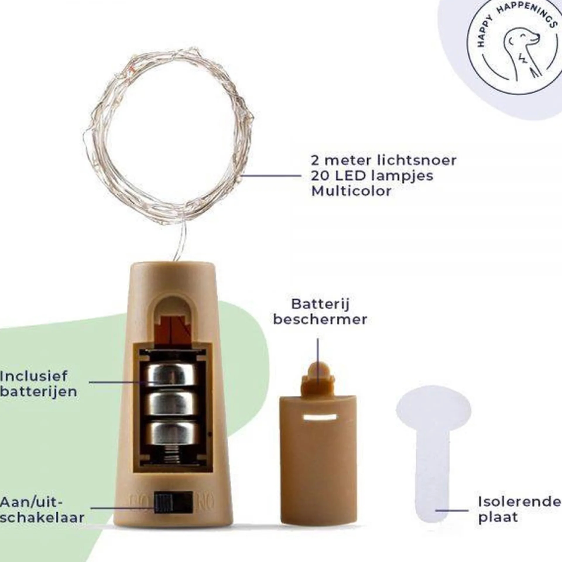 Merkloos Fairy Lights - Flesverlichting Kerst - Kerstverlichting - Flesverlichting Met Kurk - Led Verlichting - Moederdag Cadeau - Kerst - Kamer Decoratie Tieners - Partyverlichting - Bottle Light - Lichtsnoer - Multicolor - 6 Stuks - Incl. Batterijen Hot