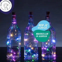 Merkloos Fairy Lights - Flesverlichting Kerst - Kerstverlichting - Flesverlichting Met Kurk - Led Verlichting - Moederdag Cadeau - Kerst - Kamer Decoratie Tieners - Partyverlichting - Bottle Light - Lichtsnoer - Multicolor - 6 Stuks - Incl. Batterijen Hot