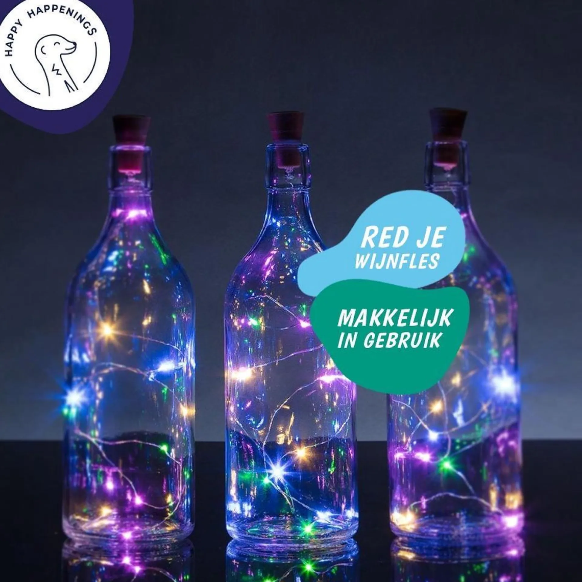Merkloos Fairy Lights - Flesverlichting Kerst - Kerstverlichting - Flesverlichting Met Kurk - Led Verlichting - Moederdag Cadeau - Kerst - Kamer Decoratie Tieners - Partyverlichting - Bottle Light - Lichtsnoer - Multicolor - 6 Stuks - Incl. Batterijen Hot
