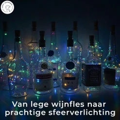 Merkloos Fairy Lights - Flesverlichting Kerst - Kerstverlichting - Flesverlichting Met Kurk - Led Verlichting - Moederdag Cadeau - Kerst - Kamer Decoratie Tieners - Partyverlichting - Bottle Light - Lichtsnoer - Multicolor - 6 Stuks - Incl. Batterijen Hot