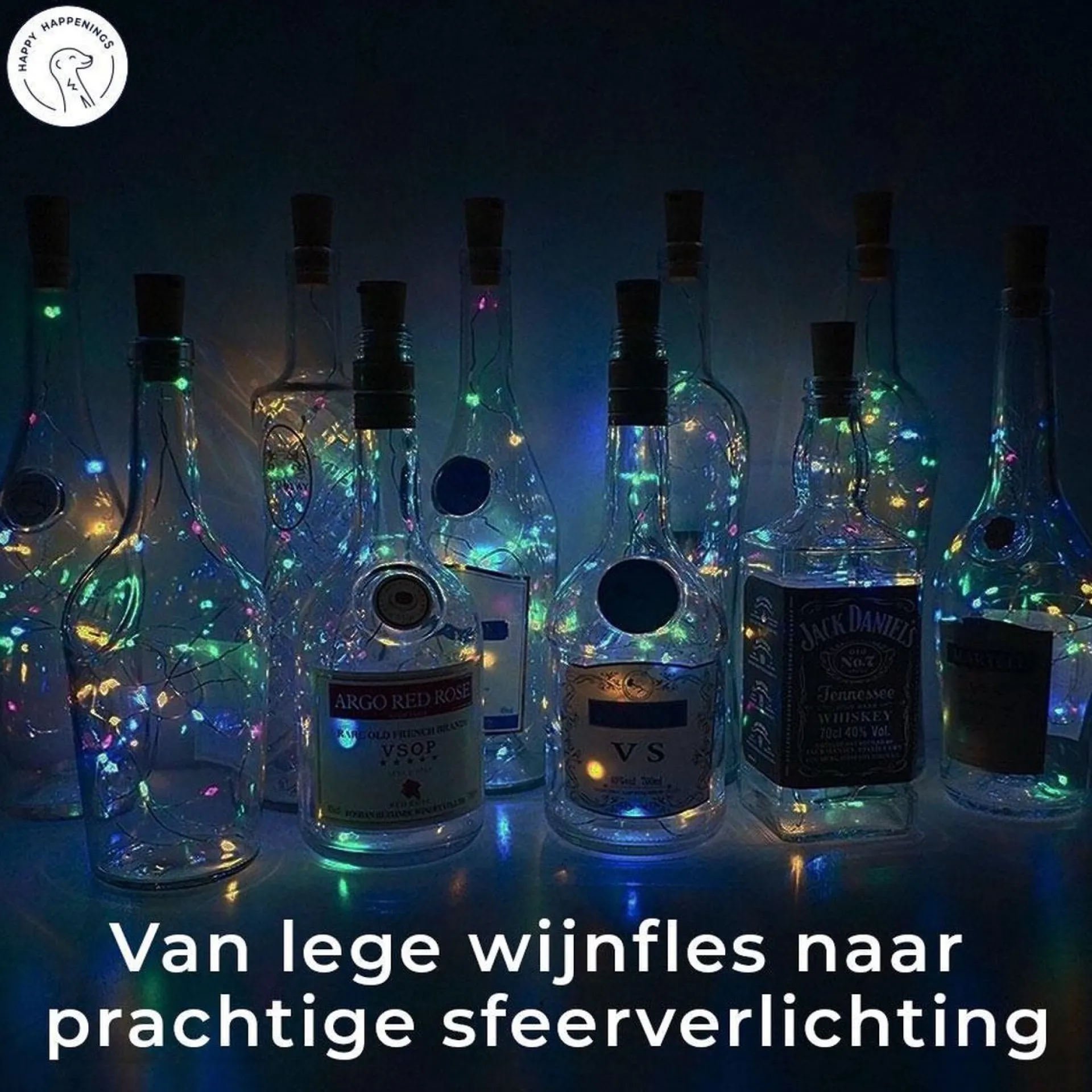 Merkloos Fairy Lights - Flesverlichting Kerst - Kerstverlichting - Flesverlichting Met Kurk - Led Verlichting - Moederdag Cadeau - Kerst - Kamer Decoratie Tieners - Partyverlichting - Bottle Light - Lichtsnoer - Multicolor - 6 Stuks - Incl. Batterijen Hot