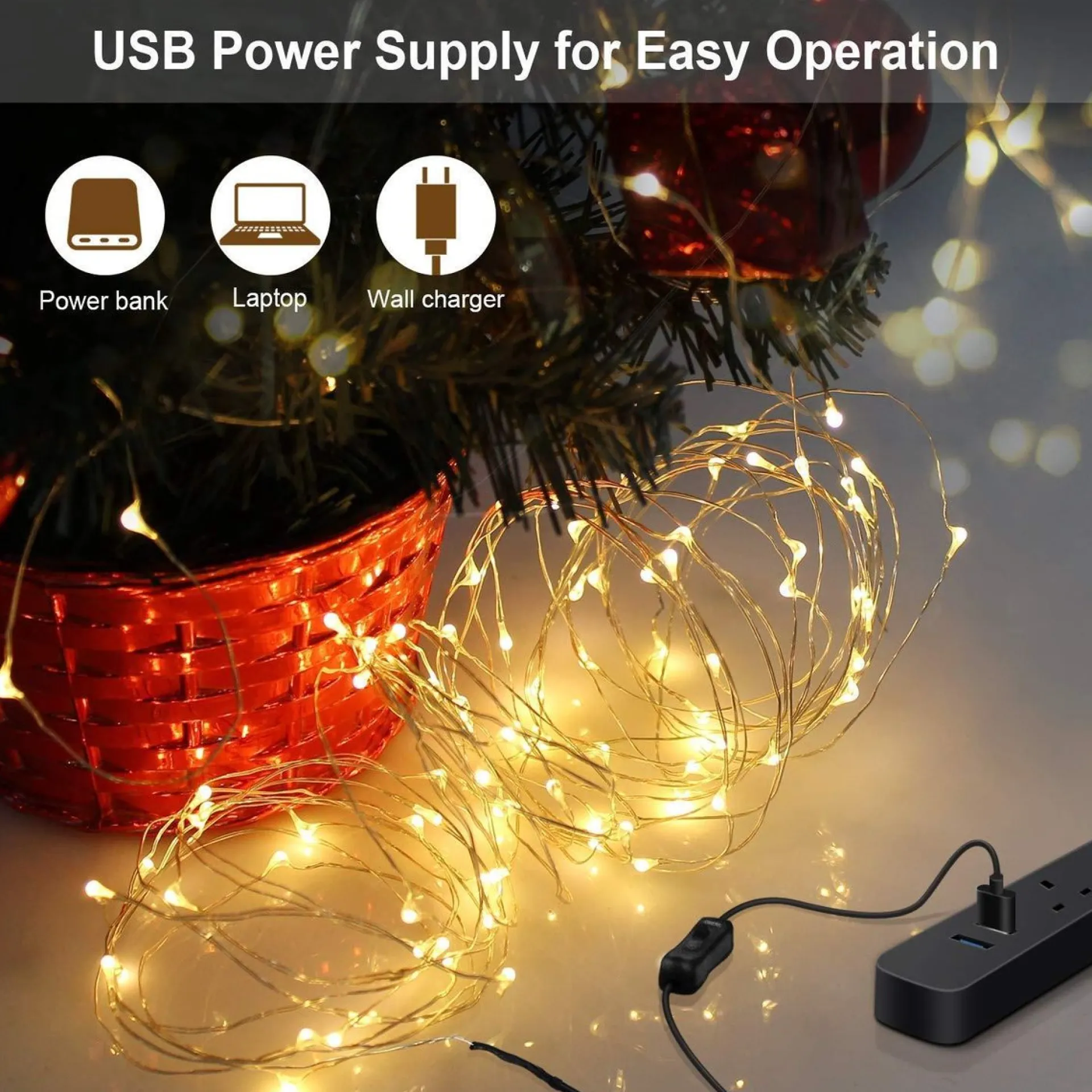 Sofisticade Fairy Lights | Lampjes Slinger | Led Lichtslinger | 10M Met 100Led In Warm Wit | Usb Aansluiting | String Light Kerstverlichting | Sfeerverlichting | Indoor Led Warm White