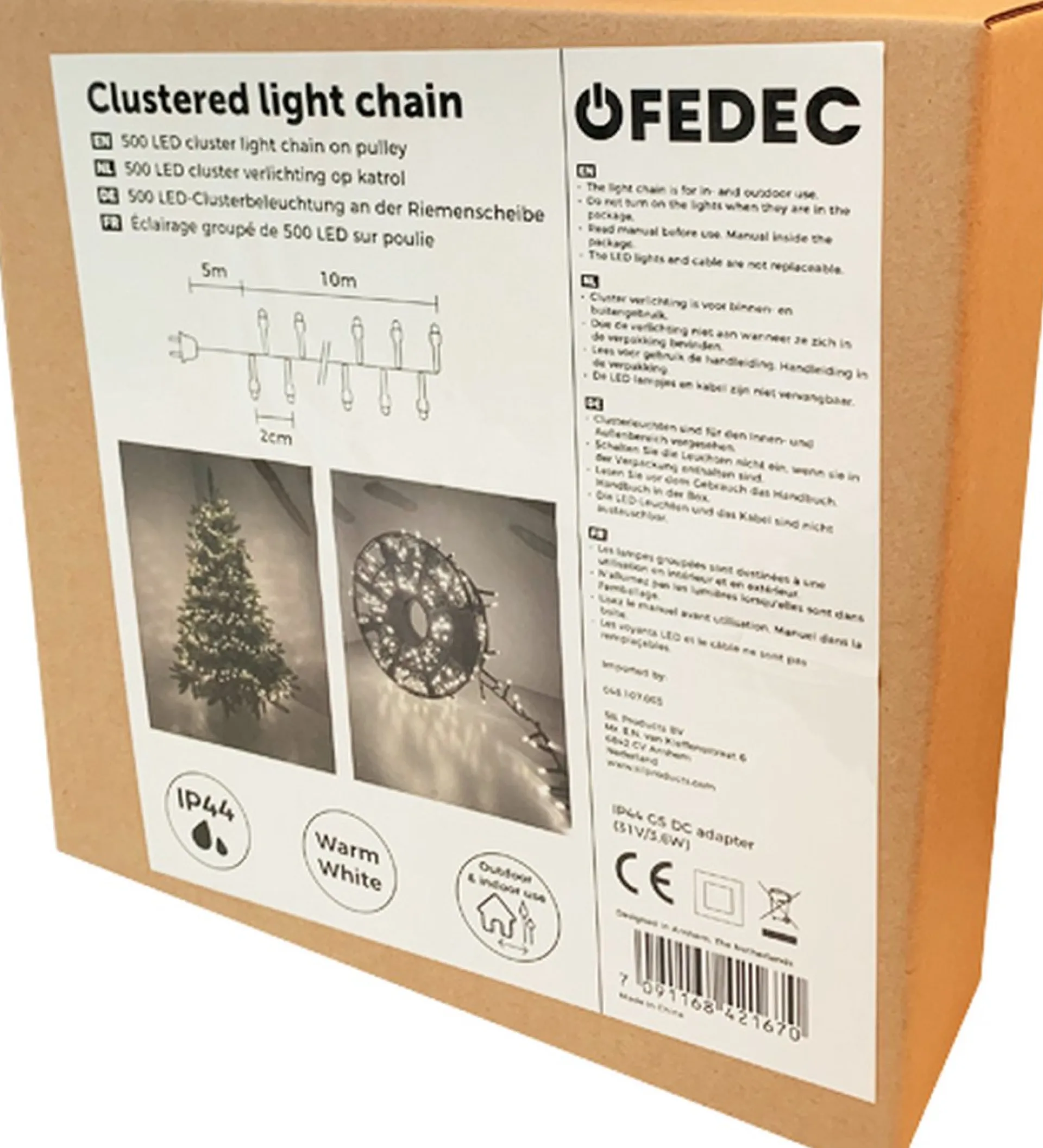 Fedec 500 Leds Kerstverlichting Binnen En Buiten- 15 Meter - Clusterverlichting - Warm Wit Shop