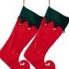 Feeric lights u0026 Christmas Kerstsokken>Feeric Christmas Decoratie Kerstsok - 2X St - Elf Laars - H45 Cm - Rood - Vilt
