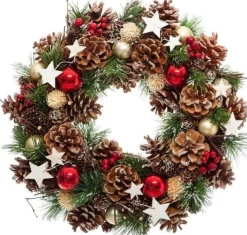 Anders Kerststukjes>Feeric Lights & Christmas - Holly Star - Krans - O 35 Cm