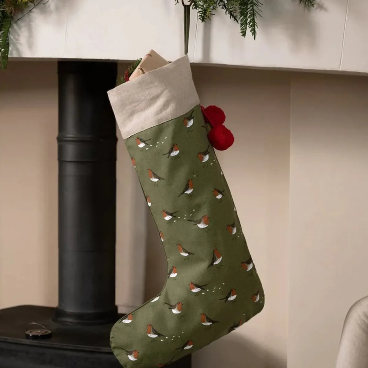 Sophie Allport Kerstsokken>Feestelijke Roodborstjes Decoratie Kerstsok Van - Grote Christmas Stocking - 60 Cm