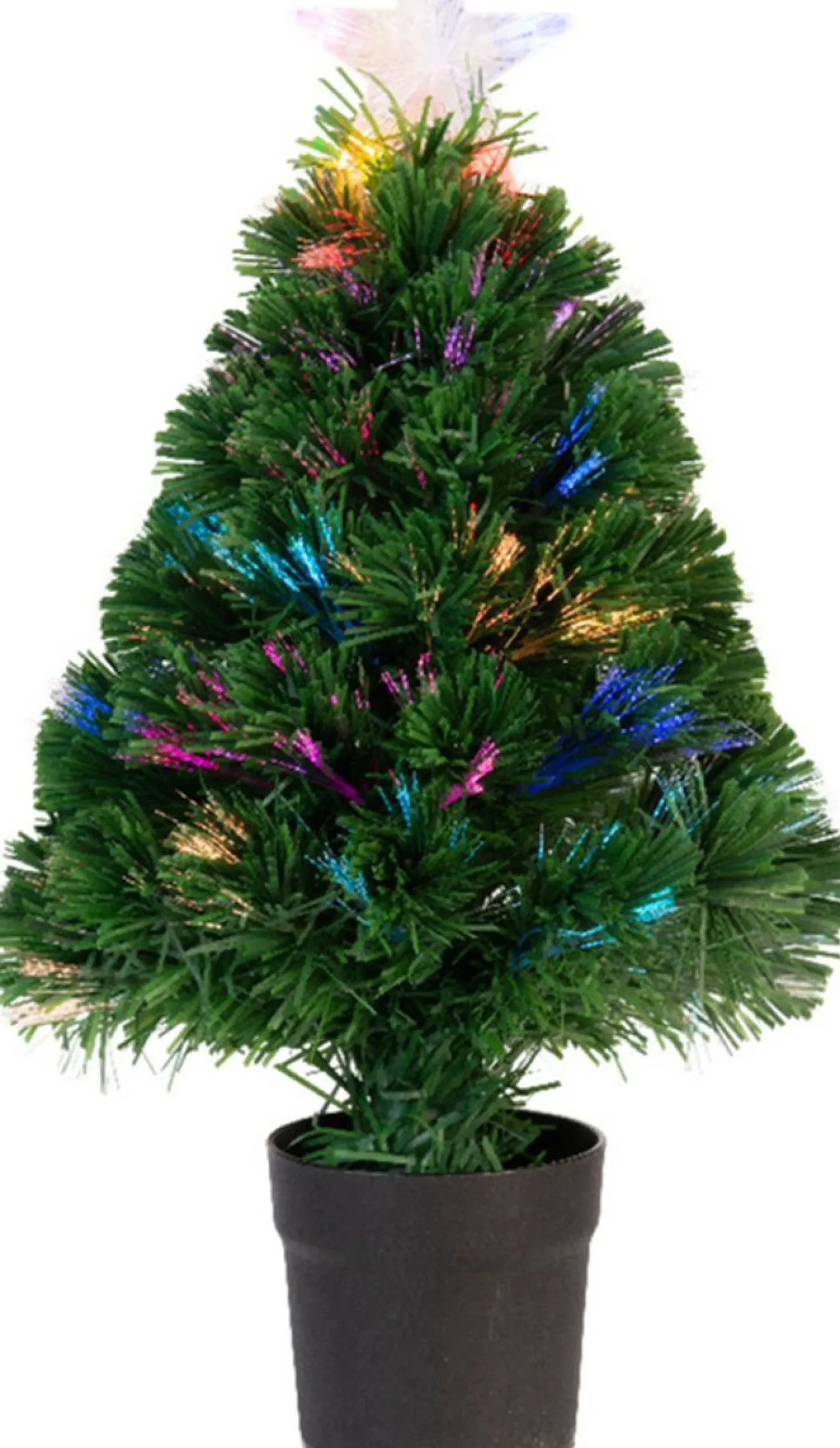 Everlands Fiber Optic Kerstboom/Kunst Kerstboom Met Verlichting En Ster Piek 90 Cm - Fibre Kerstbomen Met Lampjes/Lichtjes Fashion
