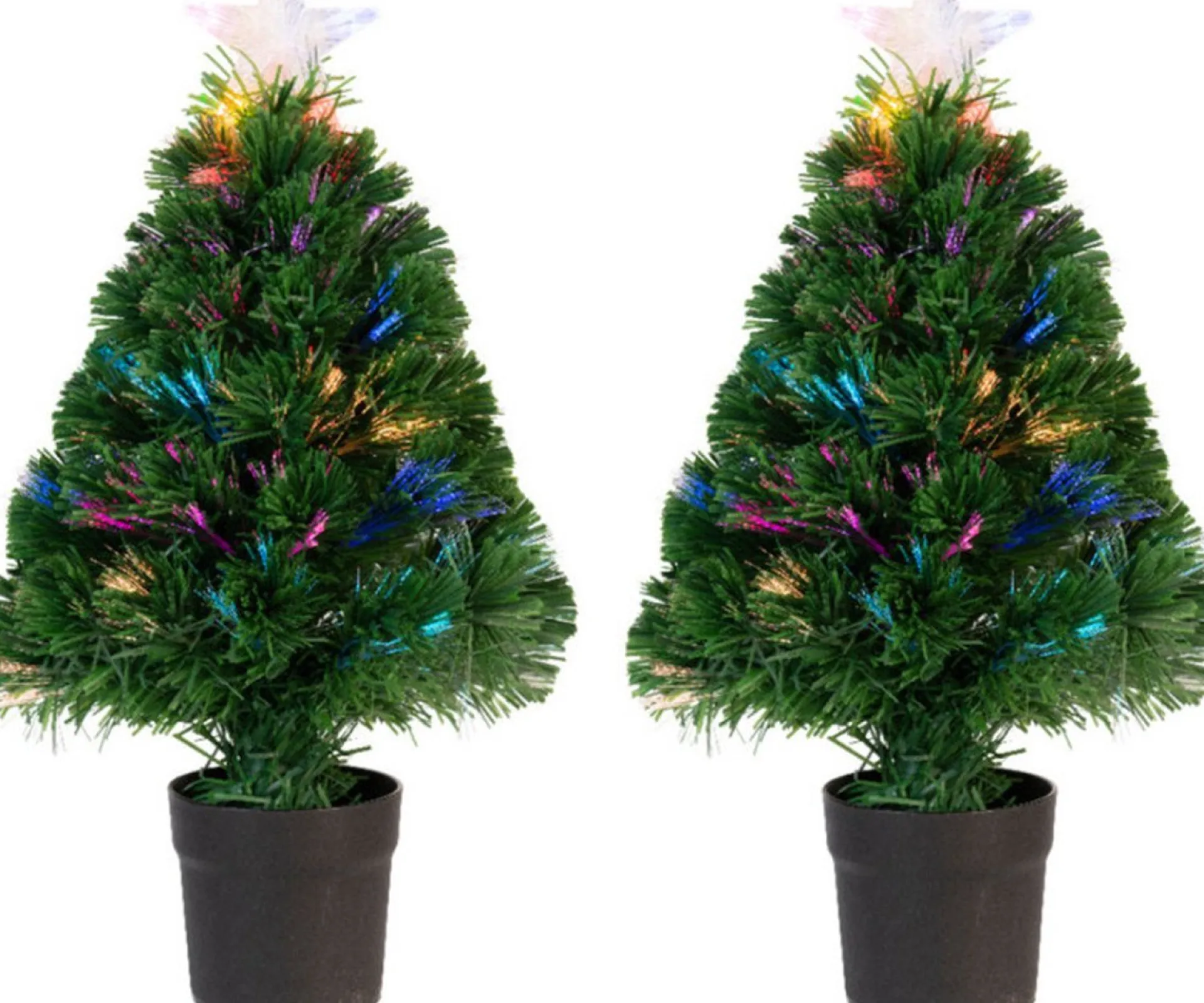 Everlands Fiber Optic Kerstboom/Kunst Kerstboom Met Verlichting En Ster Piek 90 Cm - Fibre Kerstbomen Met Lampjes/Lichtjes Fashion