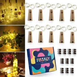 Fissaly ® 10 Stuks Led Kurk Flesverlichting Decoratie Incl. Batterijen – Feestverlichting & Sfeerlampen - Bottle Light Verlichting - Inclusief 60 Batterijen Flash Sale