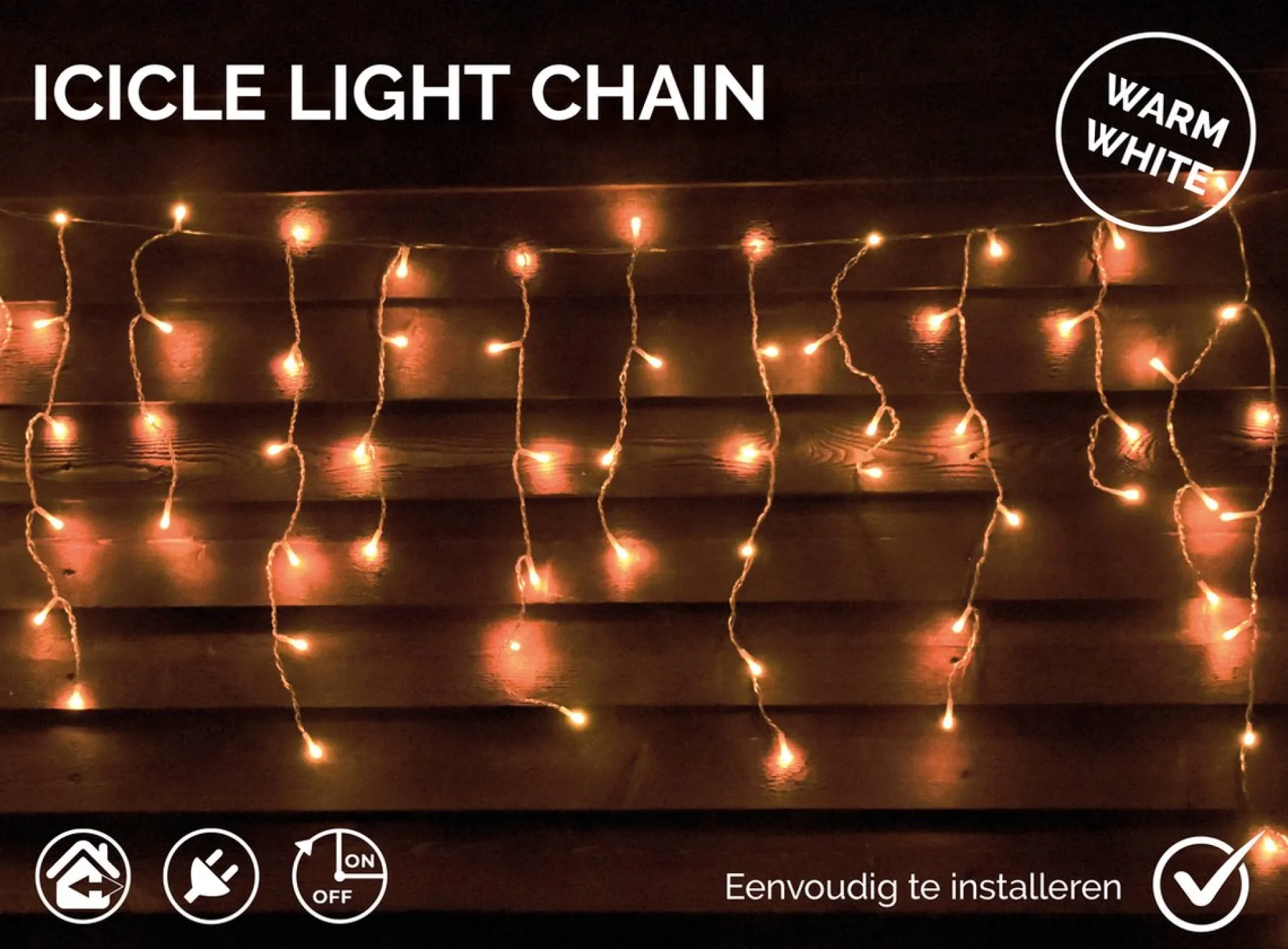 FlinQ Ijspegel Lichtslinger Warmwit 360 Led - Gevelverlichting - Kerstverlichting - Warm Wit Licht - 18 Meter (8,5 Meter Licht) - Patroonlampjes Discount