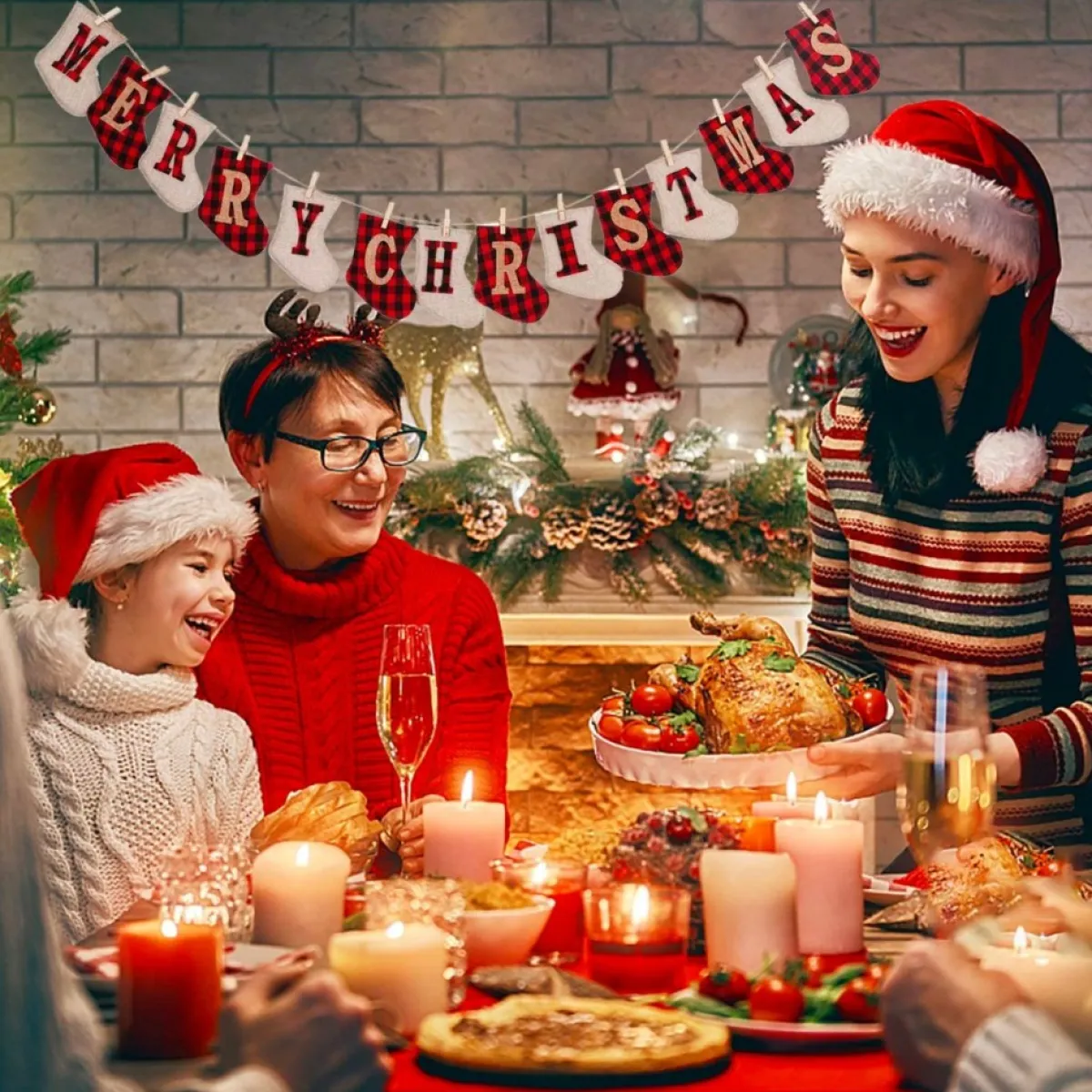 FLOOQ Kerstsokken> Kerstversiering Kersthanger Sokken - Kerstdecoratie Voor Binnen En Buiten - Kerstboomversiering - Kerstfiguren - 1 Stuk