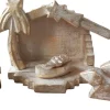 Floz Design Kerststallen> Houten Kerststal - Eenvoudig Uitgesneden Kerstgroep - Goud - Fairtrade