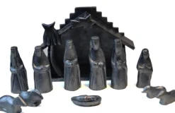 Floz Kerststallen> Kerststal - Houten Kerststal - Zilver Black - Fairtrade Uit Indonesie