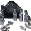 Floz Kerststallen> Luxe Kerststal - Hout En Batik - Zilver - Fairtrade Uit Indonesie