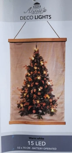 living24/7 Kersthanger></noscript>Fluweel Doek Kerstboom Roze Deco 52X70Cm / 15Led Warm 2Xaa