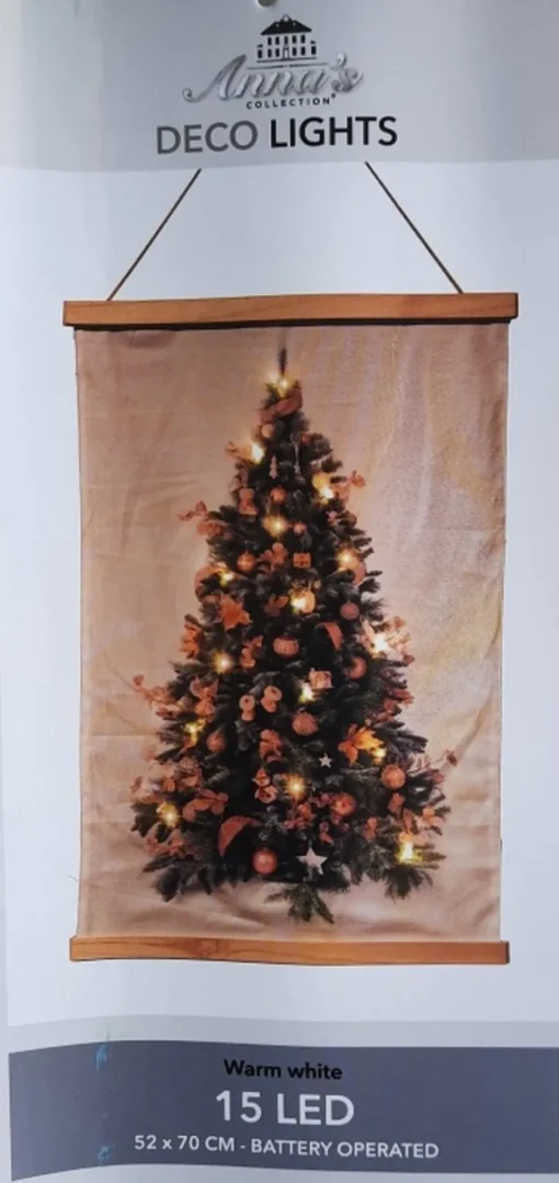 living24/7 Kersthanger>Fluweel Doek Kerstboom Roze Deco 52X70Cm / 15Led Warm 2Xaa