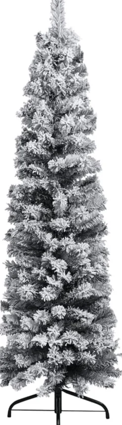 Furniture Limited Kerststukjes> - Kerstboom Met Led's, Kerstballen En Sneeuw Smal 120 Cm Groen