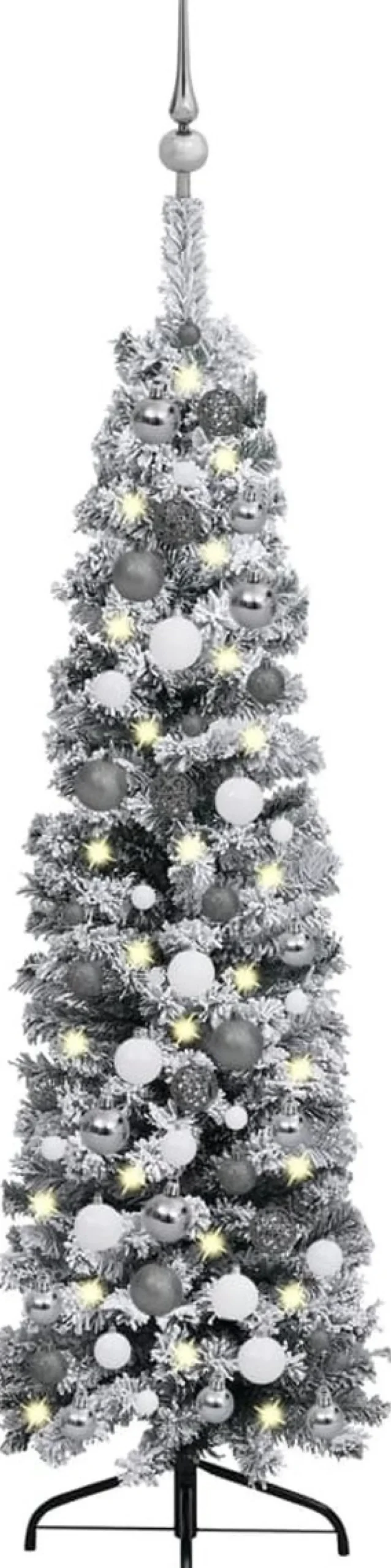 Furniture Limited Kerststukjes> - Kerstboom Met Led's, Kerstballen En Sneeuw Smal 120 Cm Groen