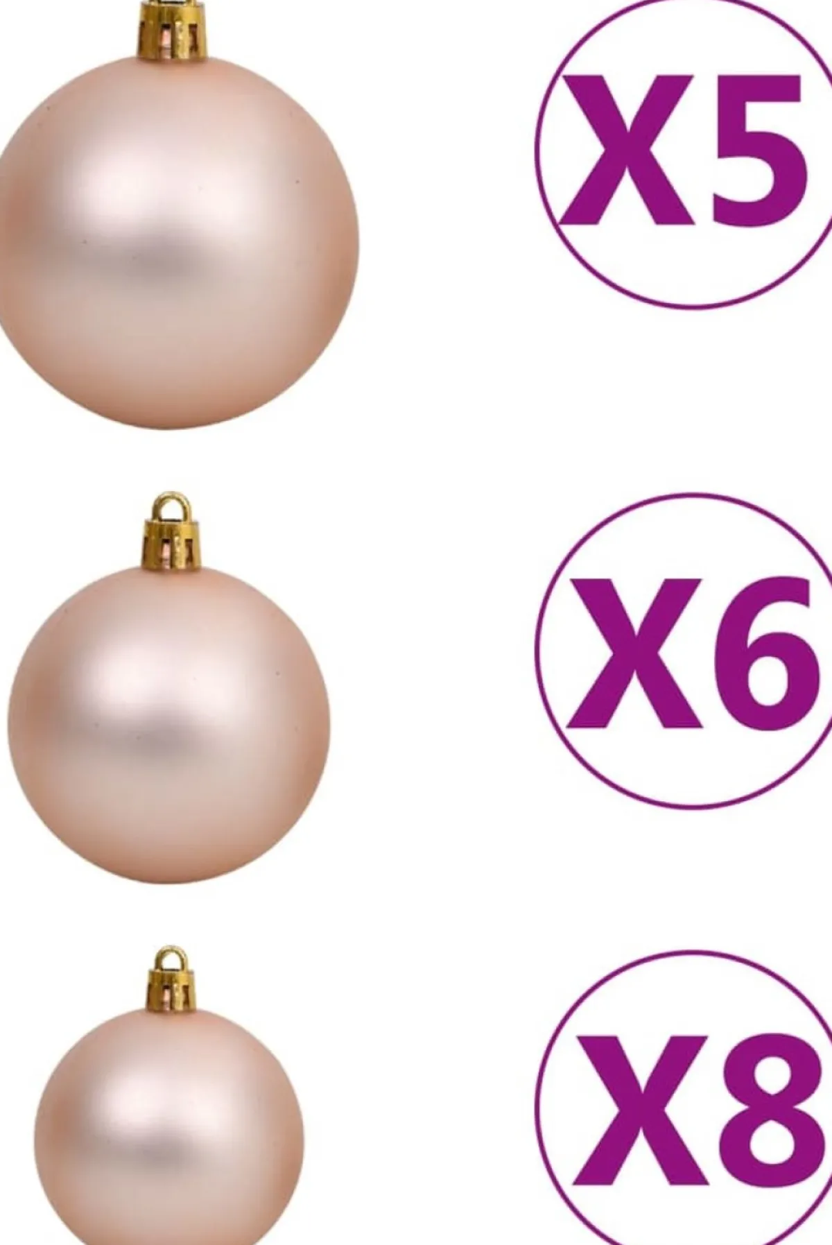 Furniture Limited Kerststukjes> - Kerstboom Met Led's En Kerstballen Smal 240 Cm Roze
