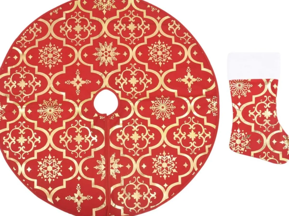 Furniture Limited Kerststukjes> - Kerstboomrok Luxe Met Sok 122 Cm Stof Rood
