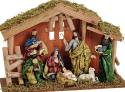Merkloos Kerststallen>G. Wurm - Complete Kerststal - Inclusief Kerstbeelden - 30 X 21 X 10 Cm - Hout