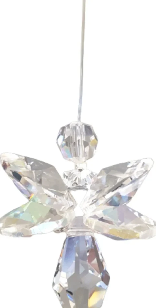 CrystalDesign Kerstbeelden>Geluksengel Aurora Borealis Raamhanger, Gemaakt Met O.A. Swarovski Kristallen(32% Volloodkristal) Suncatcher, Beschermengel, Engel, Engeltje, Kristal, Kerstengel, Kerst, Kerstdecoratie, Raamdecoratie,Cadeau, Hanger,Decoratie,Raamkristal, Kerst-Pakket