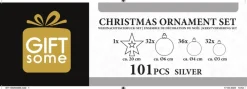 Gifts@Home Kerstboomversieringen>Giftsome Kerstballen Set - Plastic Kerstballen - Incl. Piek - O 3/4/6 Cm - Kerstversiering Kerstboom - 101 Stuks: Mat, Glanzend, Glitter En Open - Zilver