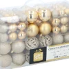 Gifts@Home Kerstboomversieringen>Giftsome Kerstballen Set - Plastic Kerstballen - Incl. Piek - O 3/4/6 Cm - Kerstversiering Kerstboom - 101 Stuks: Mat, Glanzend, Glitter En Open - Goud