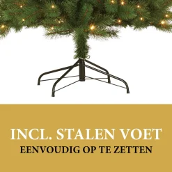 Giftsome Kunstkerstboom Met Verlichting - Kerstboom Met Led Verlichting - Opvouwbare Takken - Warm Wit Licht - 215 Cm - Lichtboom 200 Led Lampjes - Boom Voor Binnen - Groen Outlet