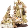 Goodwill Kerststallen> Heilige Familie Bij Krib Goud-Creme 38 Cm