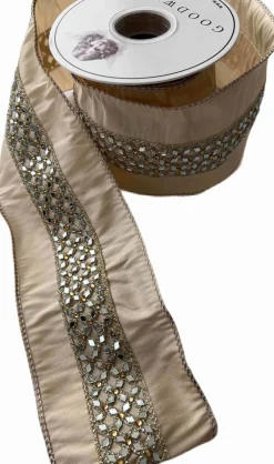 Goodwill Kerststukjes> Mirror Cross Kerstlint 10 Cm/4,57 Meter