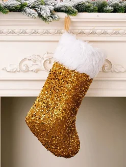 4 season must haves Kerstsokken>Gouden Christmas Stocking | Kerstsok | Kerstdecoratie | Kerst Sok | Stocking | Goud | Santas Stockings