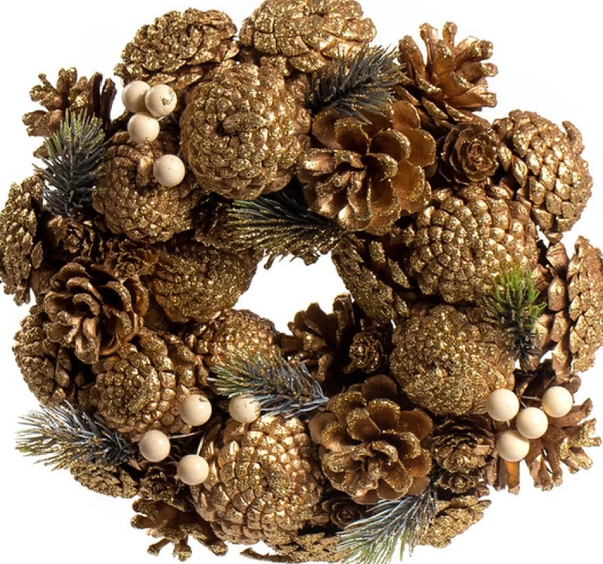 Naturn Christmas Kerstkransen>Gouden Kerstkrans - O 25 Cm Van | Kerstdecoratie | Kerstkransen Dennenappels | Goud