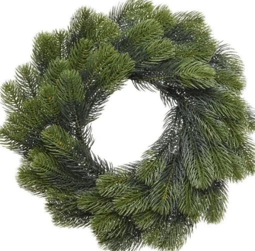 Decoris Kerstkransen>Groene Kerstkrans/Dennenkrans/Deurkrans 50 Cm Inclusief Helder Witte Verlichting