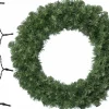 Decoris Kerstkransen>Groene Kerstkrans/Dennenkrans/Deurkrans 50 Cm Inclusief Warm Witte Verlichting