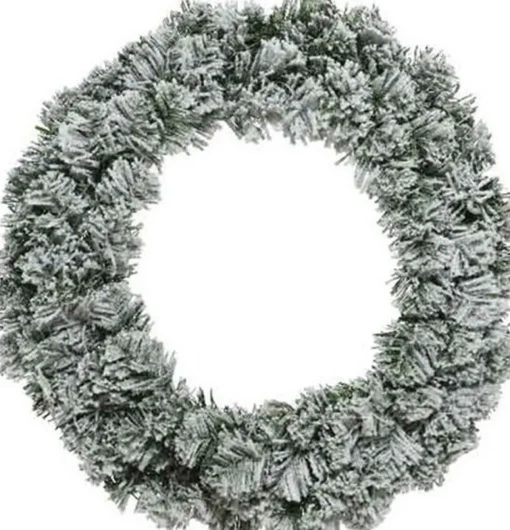 Decoris Kerstkransen>Groen/Witte Kerstkrans 40 Cm Imperial Kunstsneeuw Met Ijzeren Hanger - Kerst Decoratie Kransen Van Dennentakken