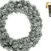 Decoris Kerstkransen>Groen/Witte Kerstkrans 40 Cm Imperial Met Kunstsneeuw En Met Gouden Hanger - Kerstversiering/Kerstdecoratie Kransen