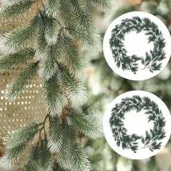 Trend24 Guirlandes>Guirlande - Kerst Guirlande - Kerstguirlande - Kerstslinger - Deurkrans - Dennenslinger - Kerstslinger - Dennentak - 180 Cm (360 Cm Samen) - Groen - Wit - 2 Stuks